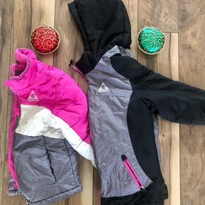 Pink black warm puffy girl Winter jacket